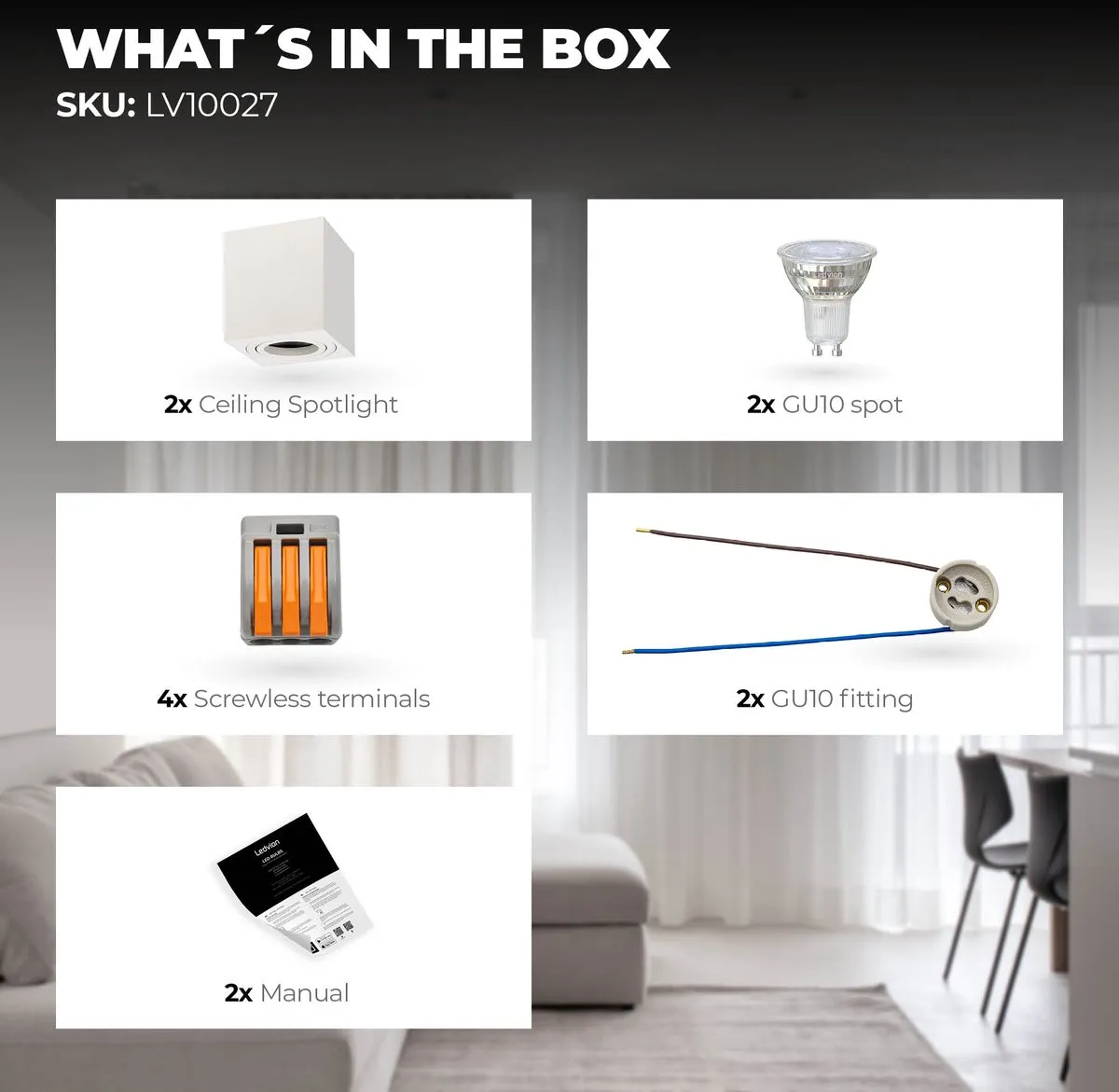 Ledvion 2X LED Opbouwspots Dimbaar 3W 2700K - Wit