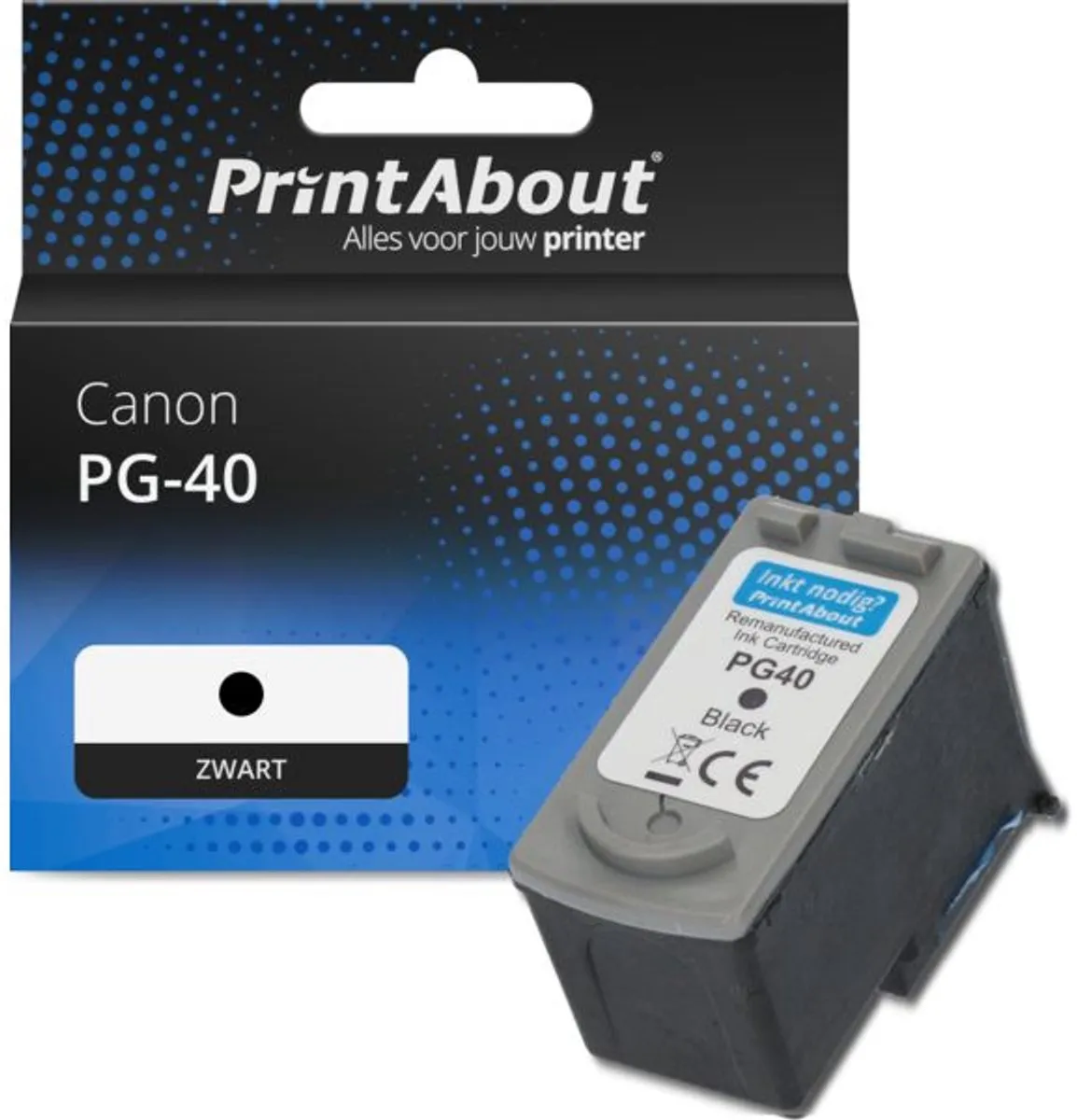 PrintAbout PG-40 Inktcartridge - Zwart - 19ml - o.a. Canon PIXMA