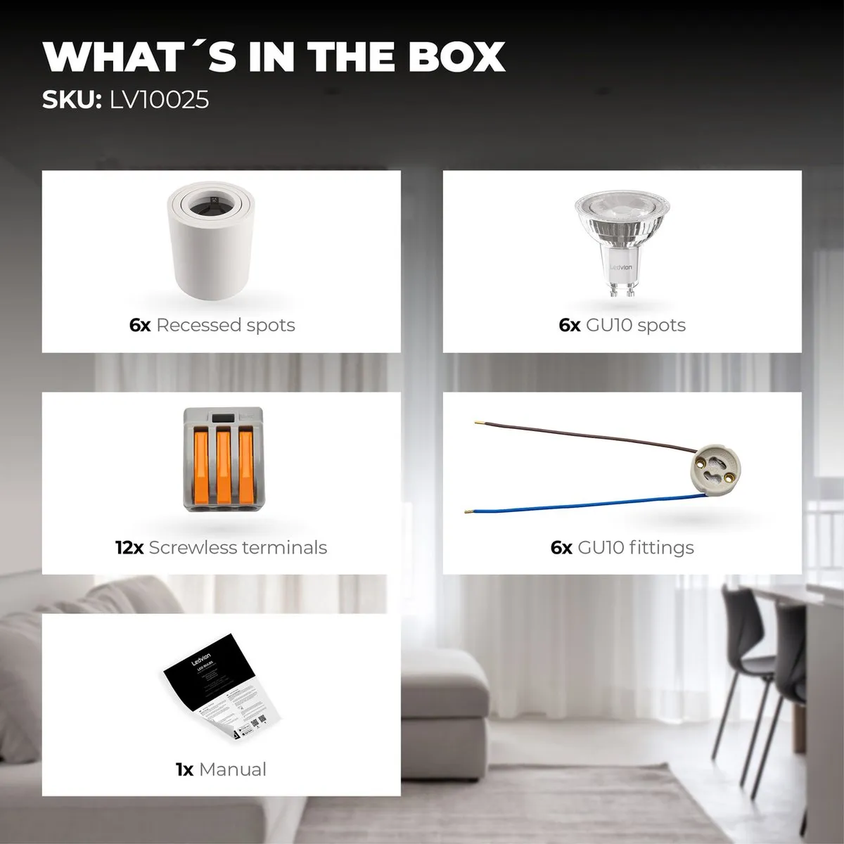 LEDVION 6X LED Opbouwspot Dimbaar 5W 2700K - 24 Stuks