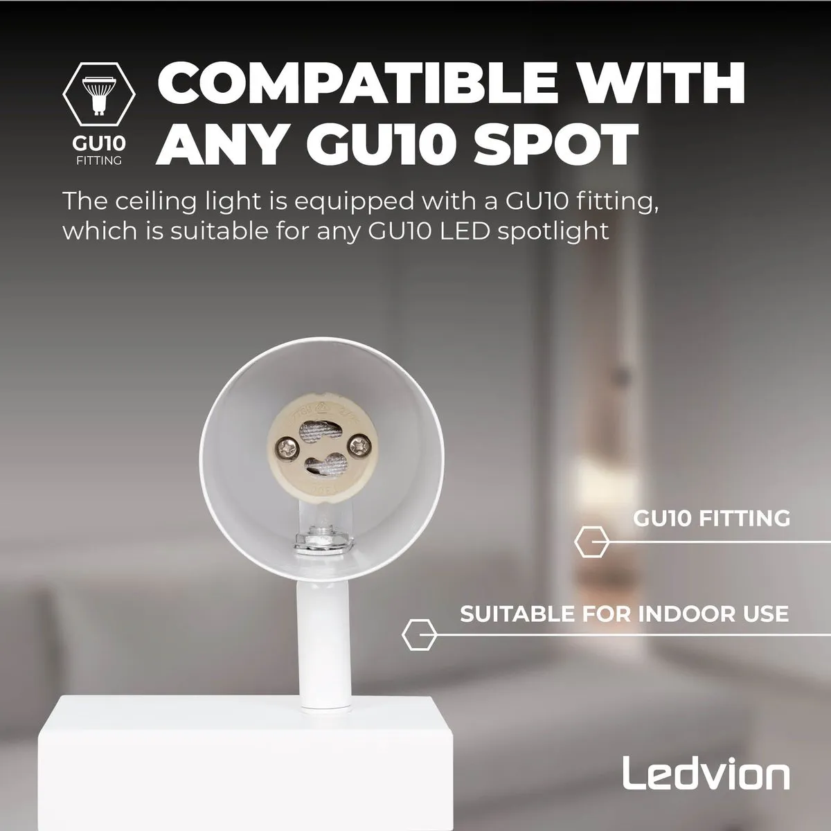 Ledvion LED Plafondspot 4-lichts GU10 - Wit - IP20