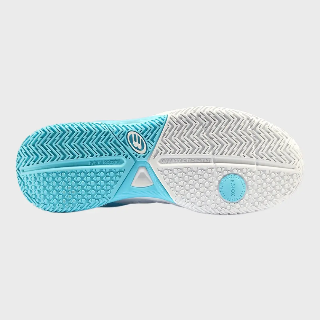 Bullpadel Performance Comfort 24i Dames Padelschoen Kleur: Wit/Lichtblauw,Maat: