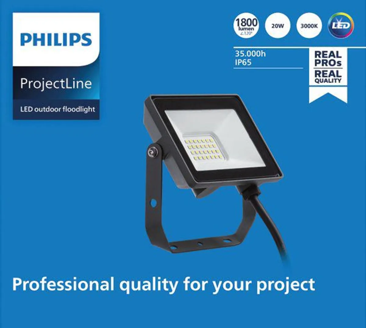 Philips ProjectLine Schijnwerper 20W Warmwit - Zwart - afbeelding 6 van 6