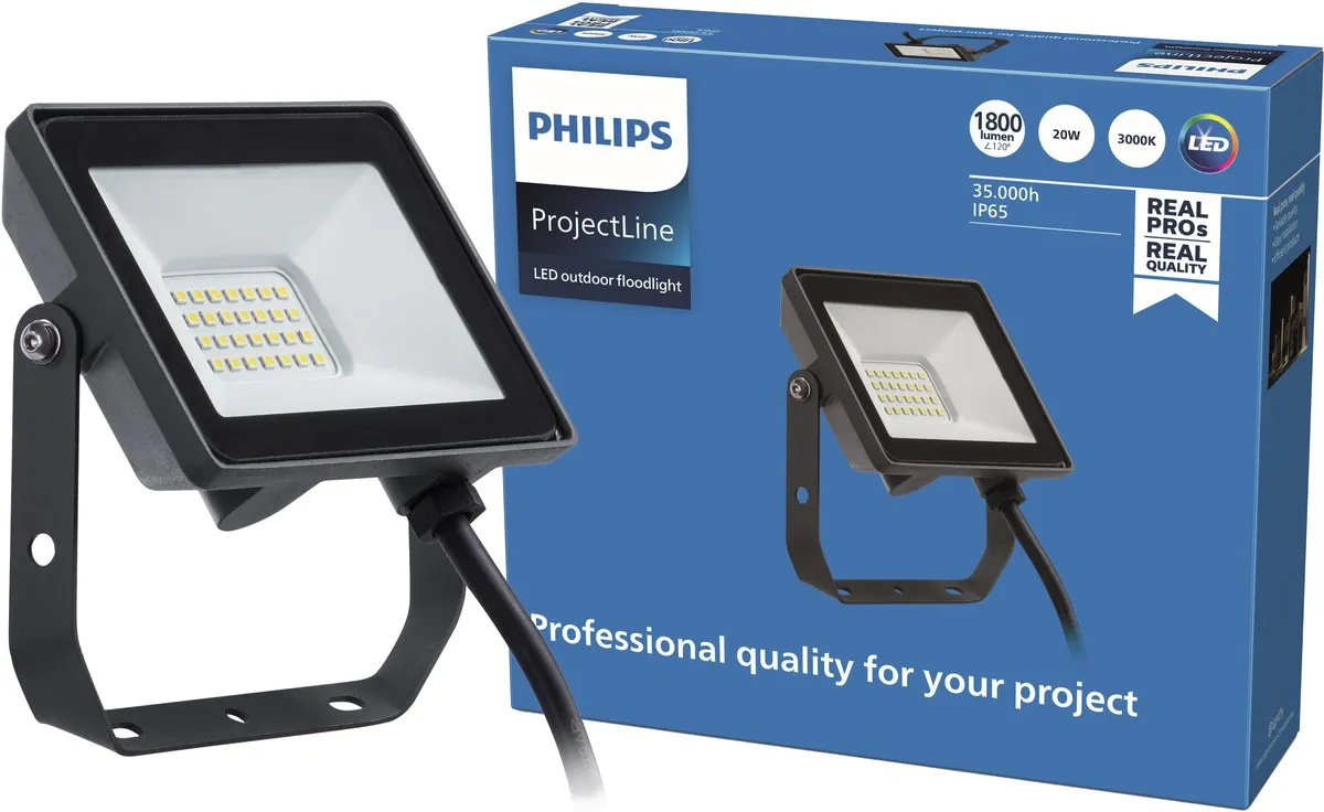 Philips ProjectLine Schijnwerper 20W Warmwit - Zwart