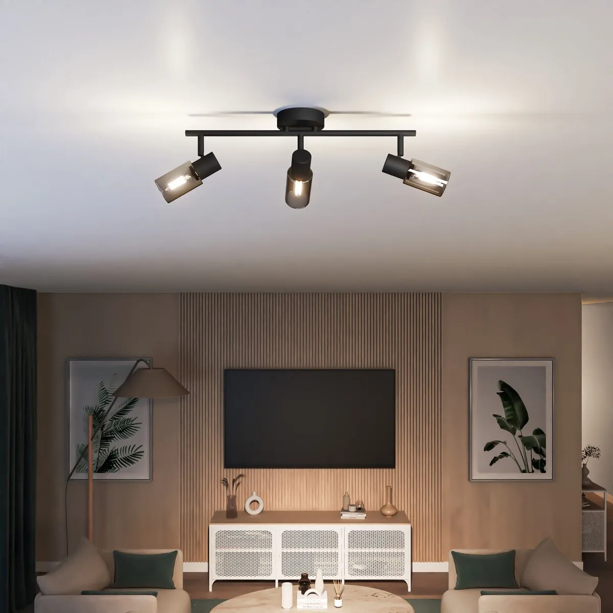 Philips LED Palms Opbouwspot 3x E14 - Warmwit 2700K - Zwart
