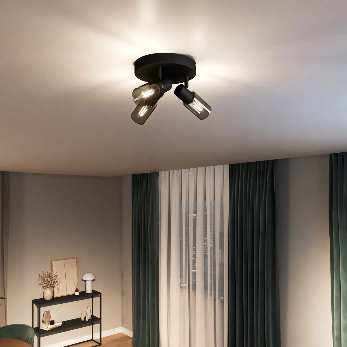 Philips LED Palms Opbouwspot 3x E14 - Warmwit 2700K - Zwart - afbeelding 6 van 6