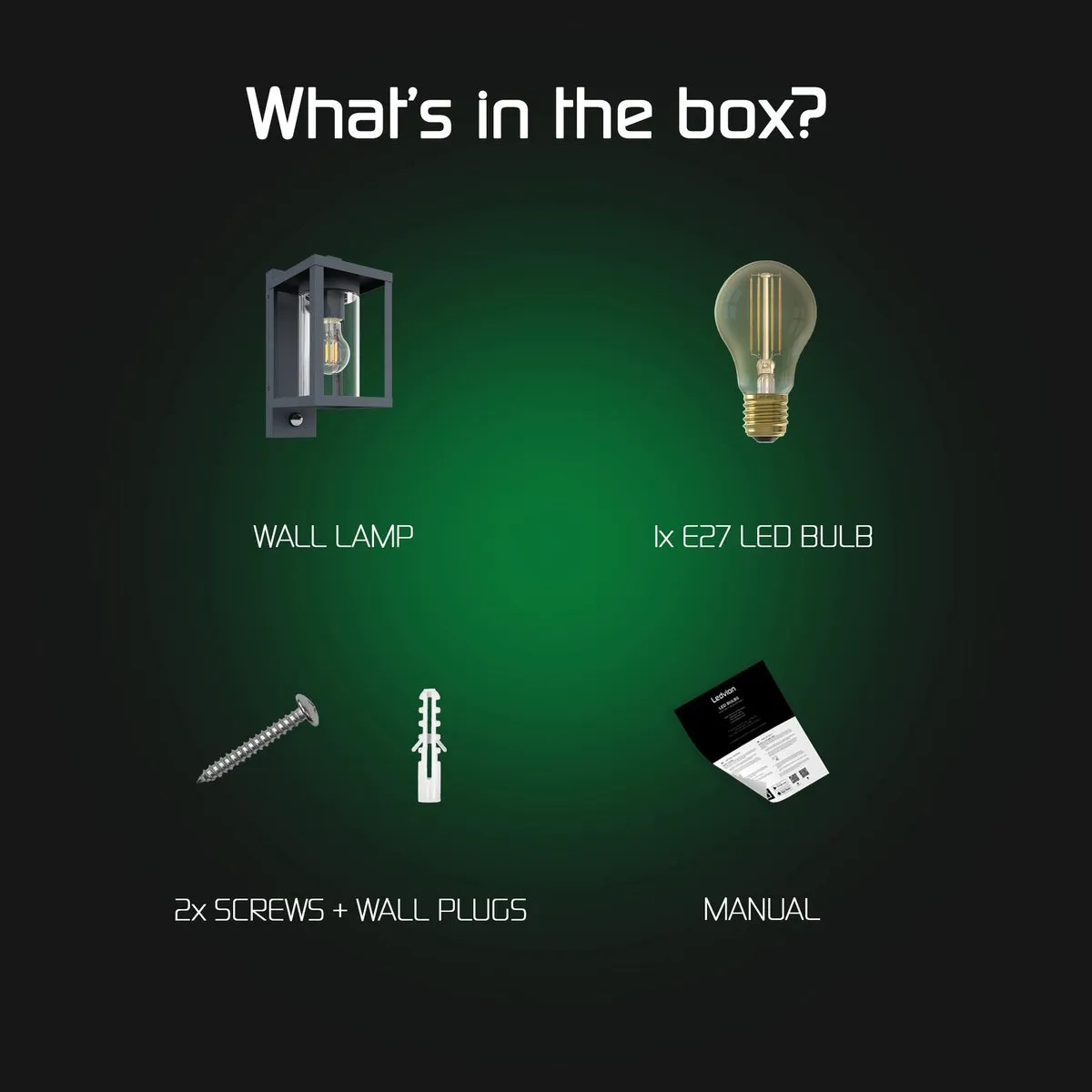Ledvion Wandlamp met Sensor 2x 0,5W - Antraciet