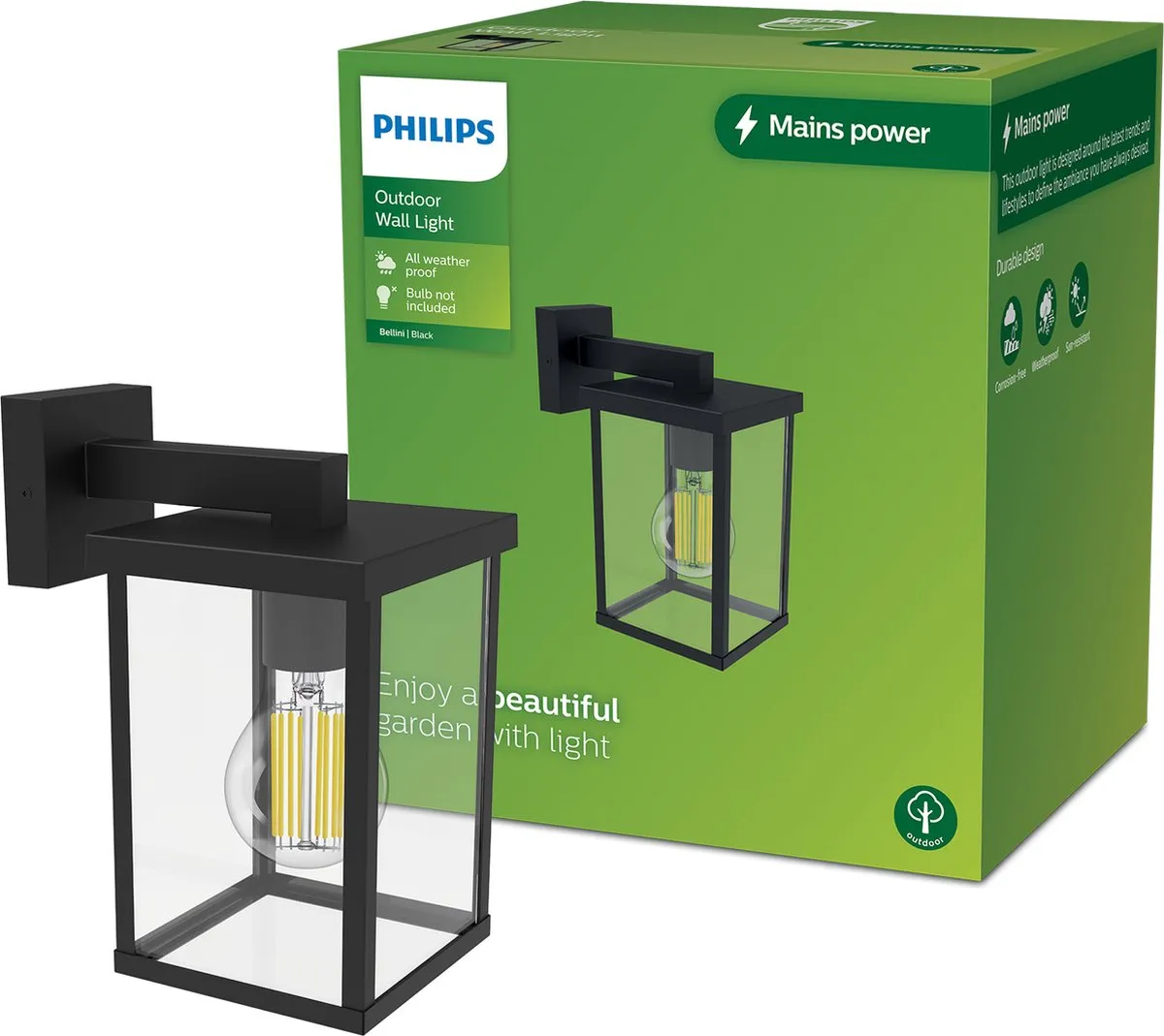 Philips Bellini Wandlamp E27 - Zwart