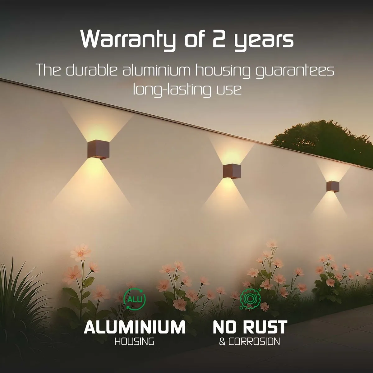 LEDVION LED Wandlamp Buiten Tweezijdig 3W - IP54 Roest - afbeelding 6 van 6