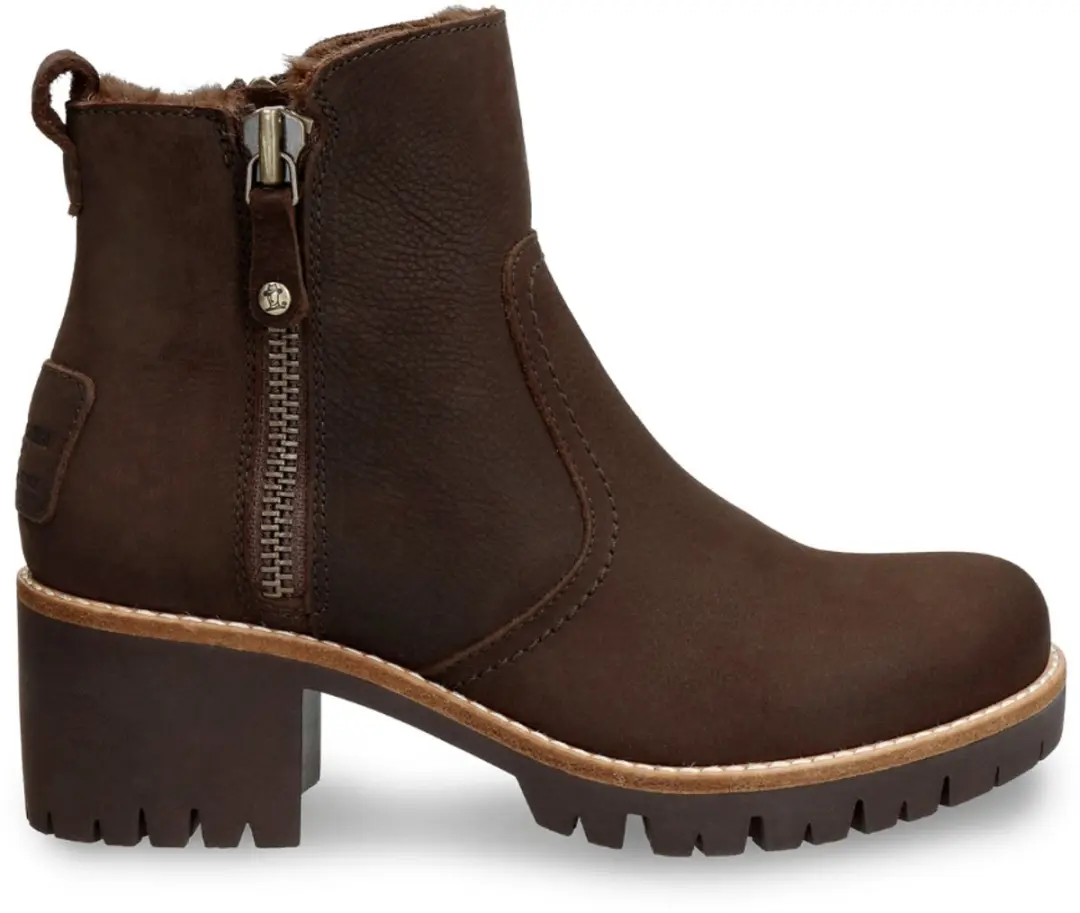 Panama Jack Pauline B19 Bruin Nubuck Dames Enkellaars met Hak en Bont