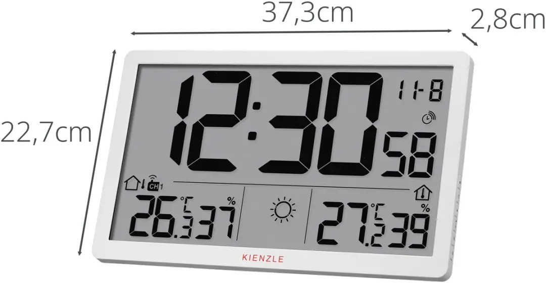 Bresser Kienzle Jumbo NEO LCD Wandklok - Weerstation - Wit