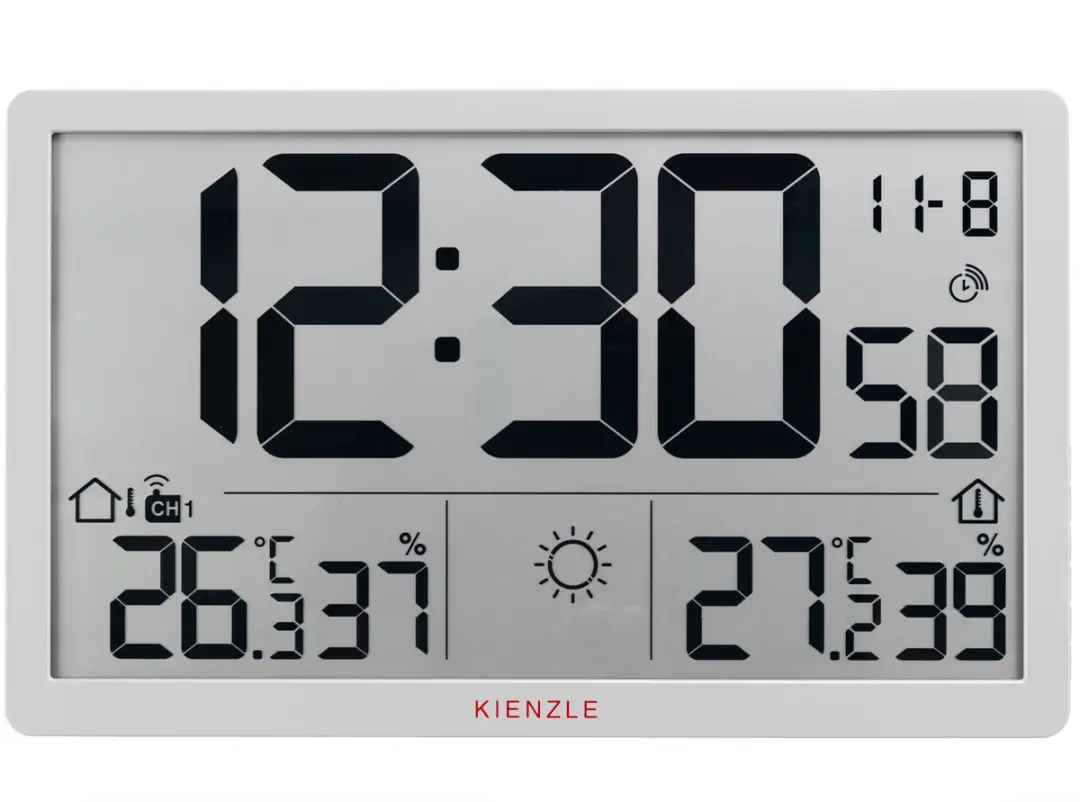 Bresser Kienzle Jumbo NEO LCD Wandklok - Weerstation - Wit