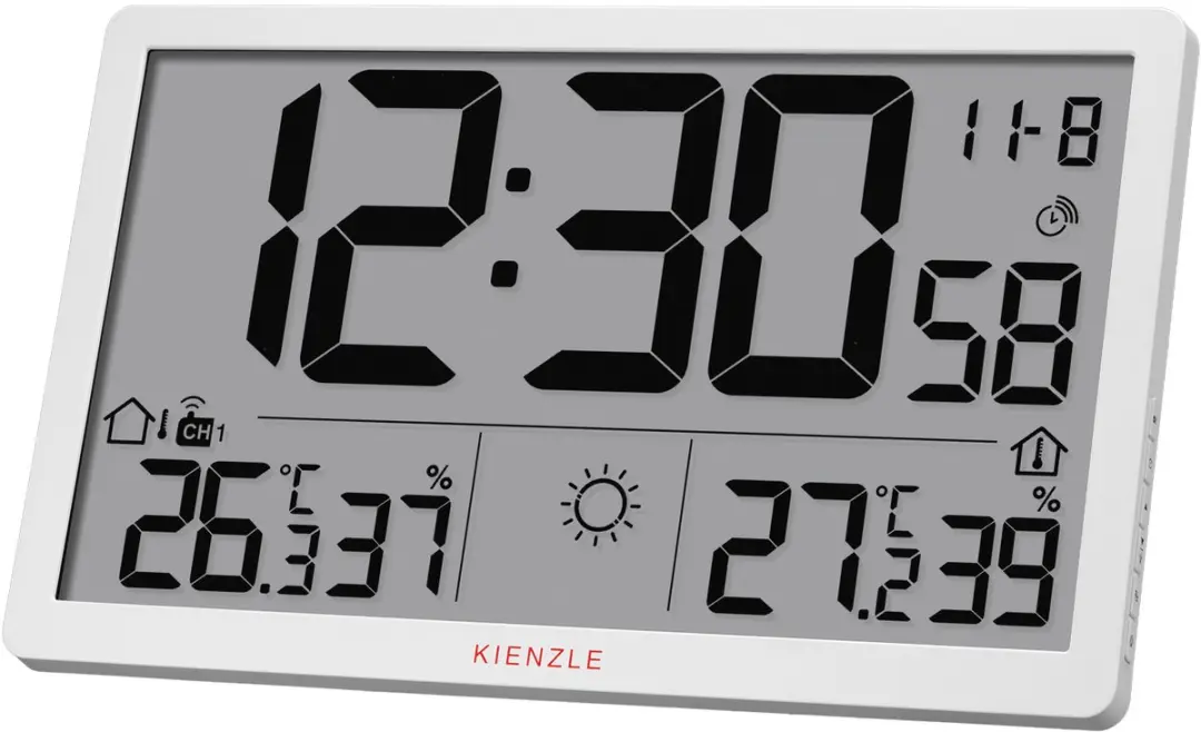 Bresser Kienzle Jumbo NEO LCD Wandklok - Weerstation - Wit