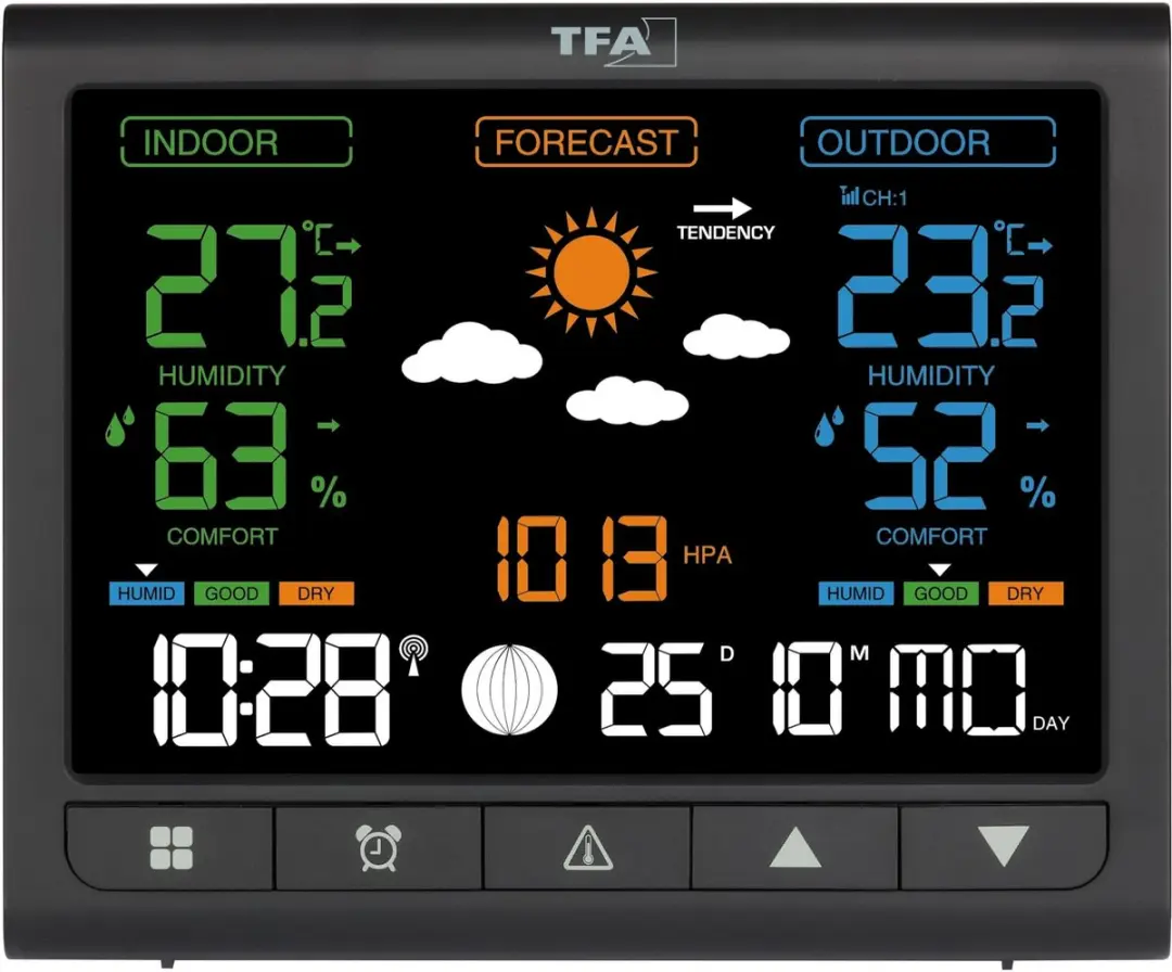 TFA Dostmann CONTRAST 35.1171.01 Draadloos Weerstation - 3 Sensoren - Zwart