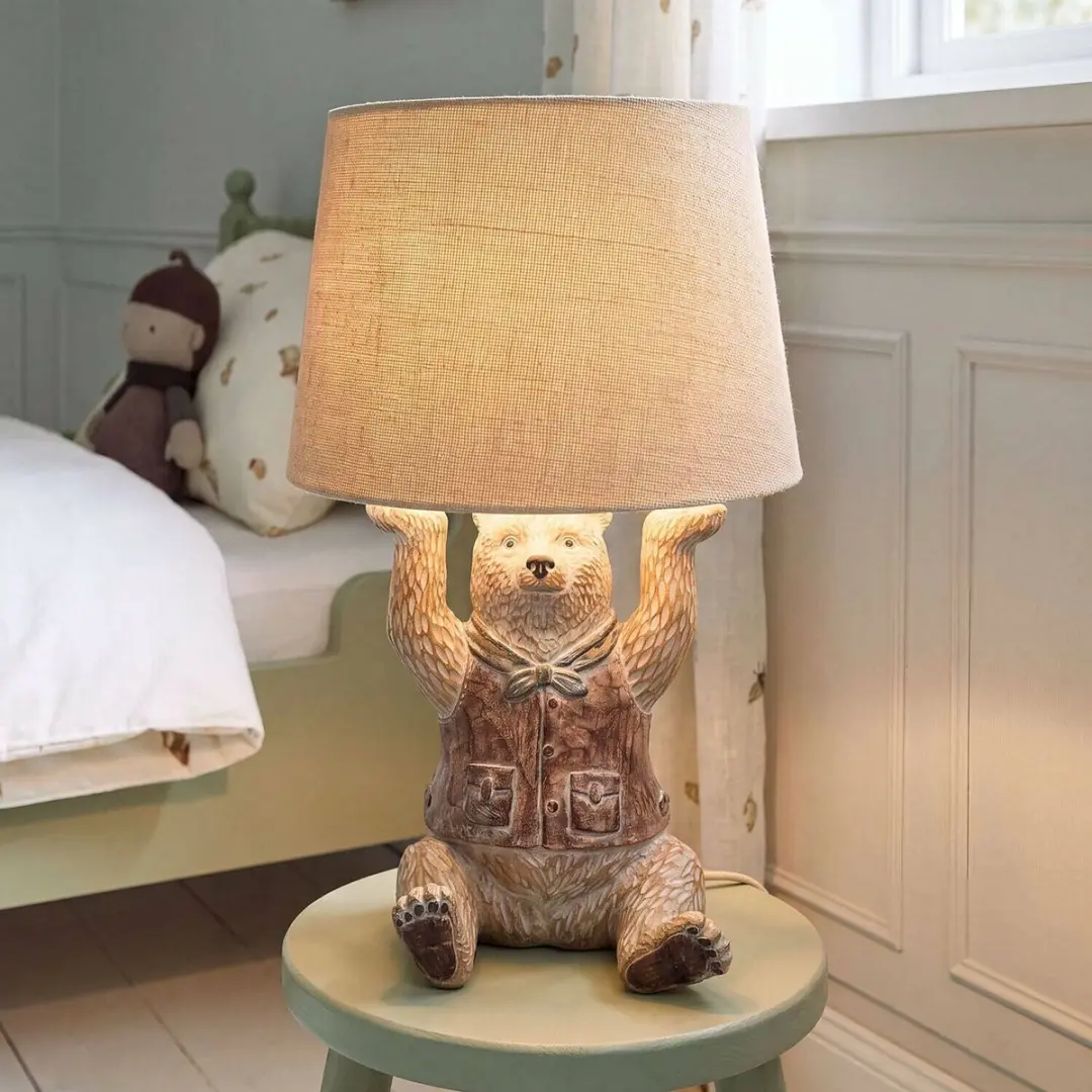 Loberon Tischlampe Mikes - 25W - Ø25.5cm - Bruin/Beige