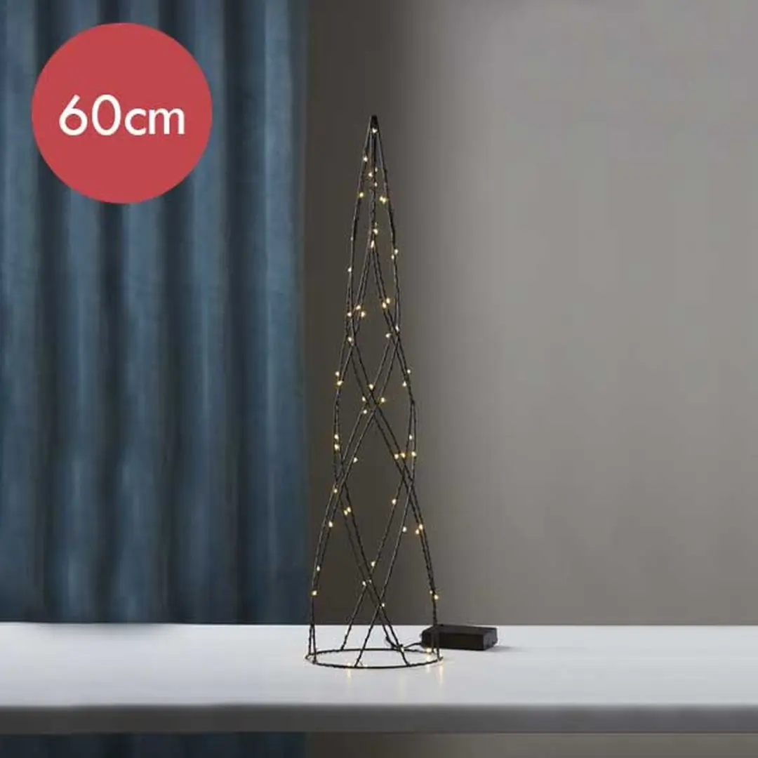 Metalen kerst kegel met 64 LED lampjes