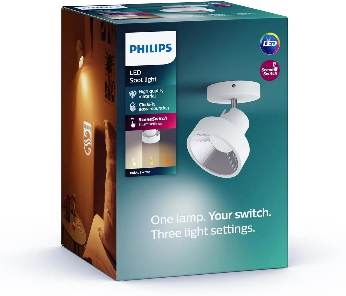 Philips Bukko Opbouwspot LED 4,3W - 430 Lumen - Wit