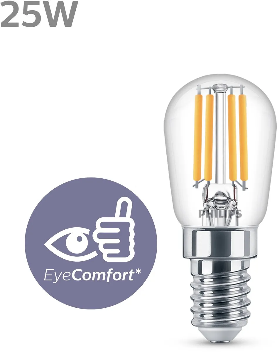 Philips LED T25 Koelkastlamp E14 Warmwit 2700K - Helder glas - afbeelding 3 van 6