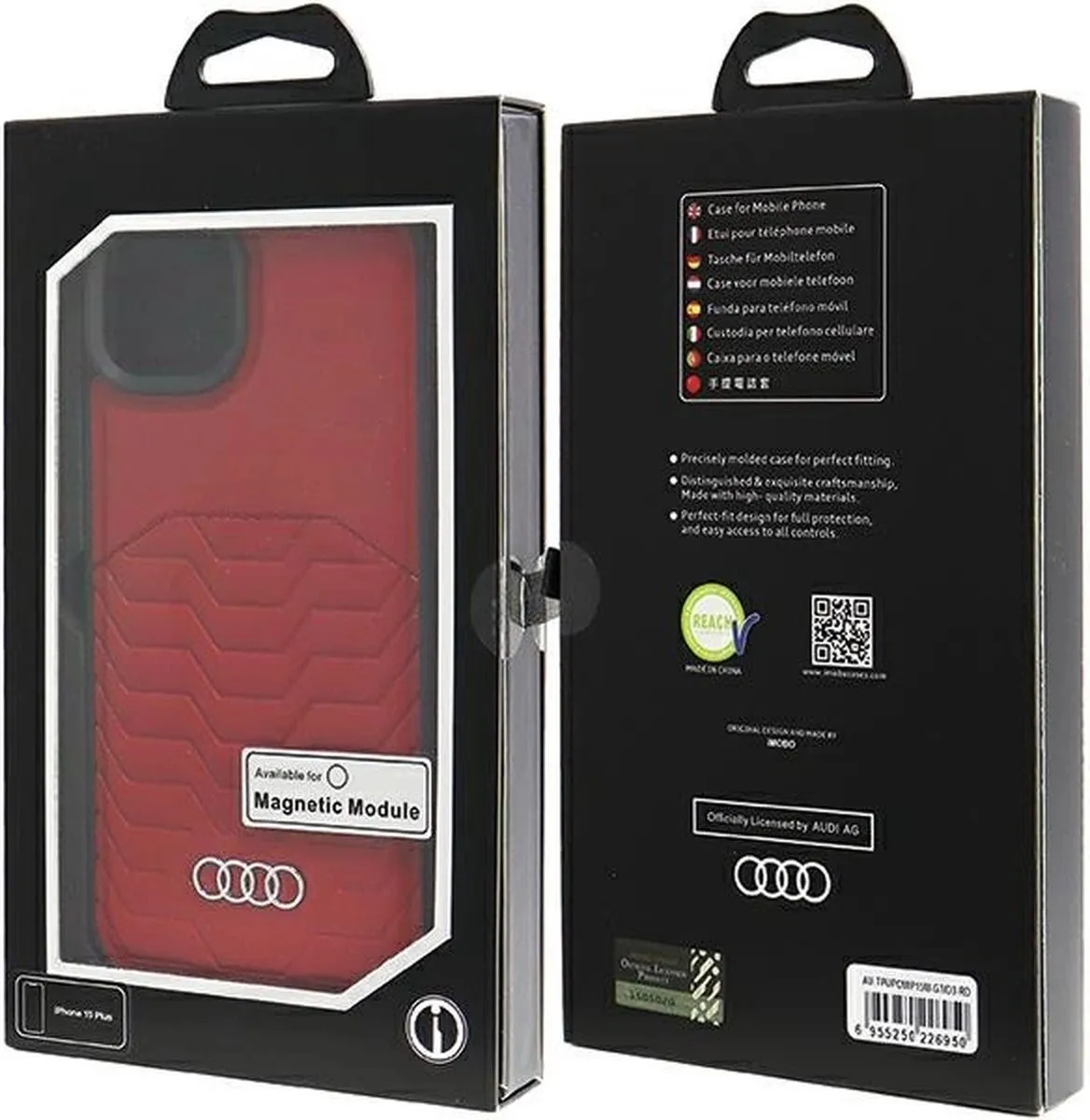 Audi Synthetisch Leren Case MagSafe iPhone 15/14 Plus - Rood - afbeelding 5 van 6