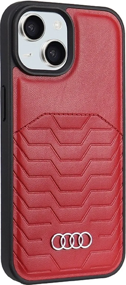 Audi Synthetisch Leren Case MagSafe iPhone 15/14 Plus - Rood - afbeelding 3 van 6