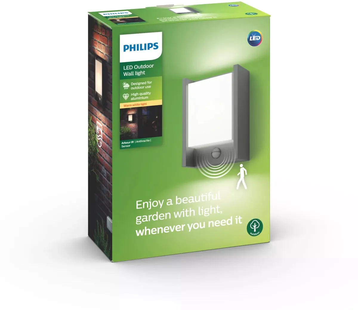 Philips Arbour Buitenwandlamp Warmwit Sensor - Grijs - afbeelding 6 van 6