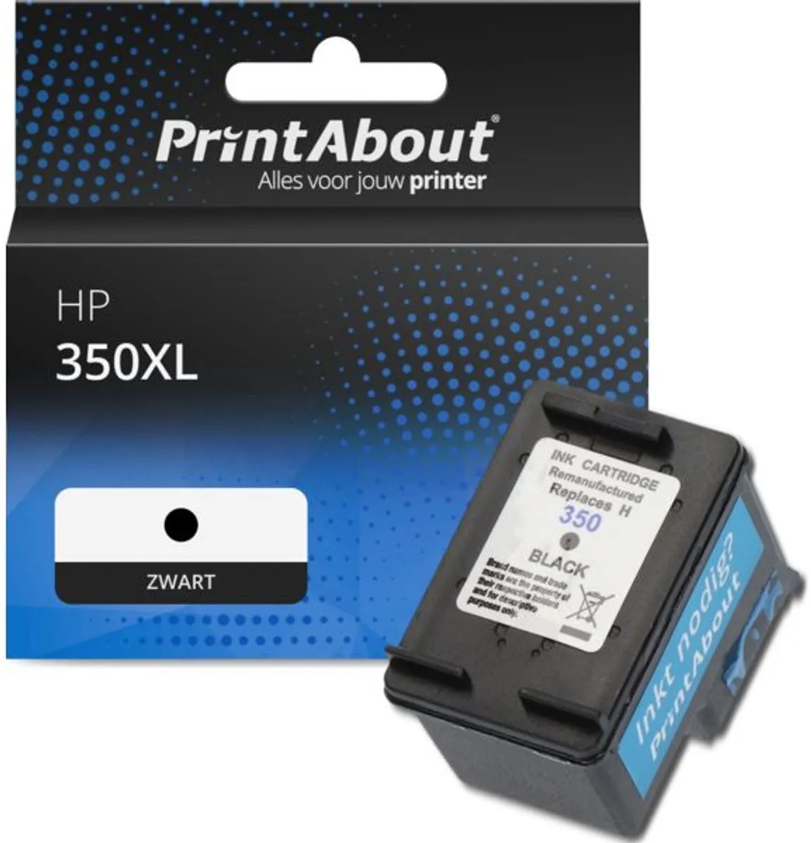 PrintAbout Huismerk HP 350XL Inktcartridge Zwart - 36ml