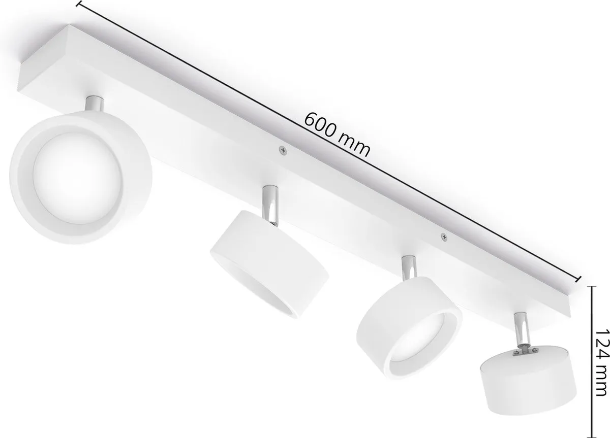 Philips Bracia 4-lichts Opbouwspot 2700K - Wit