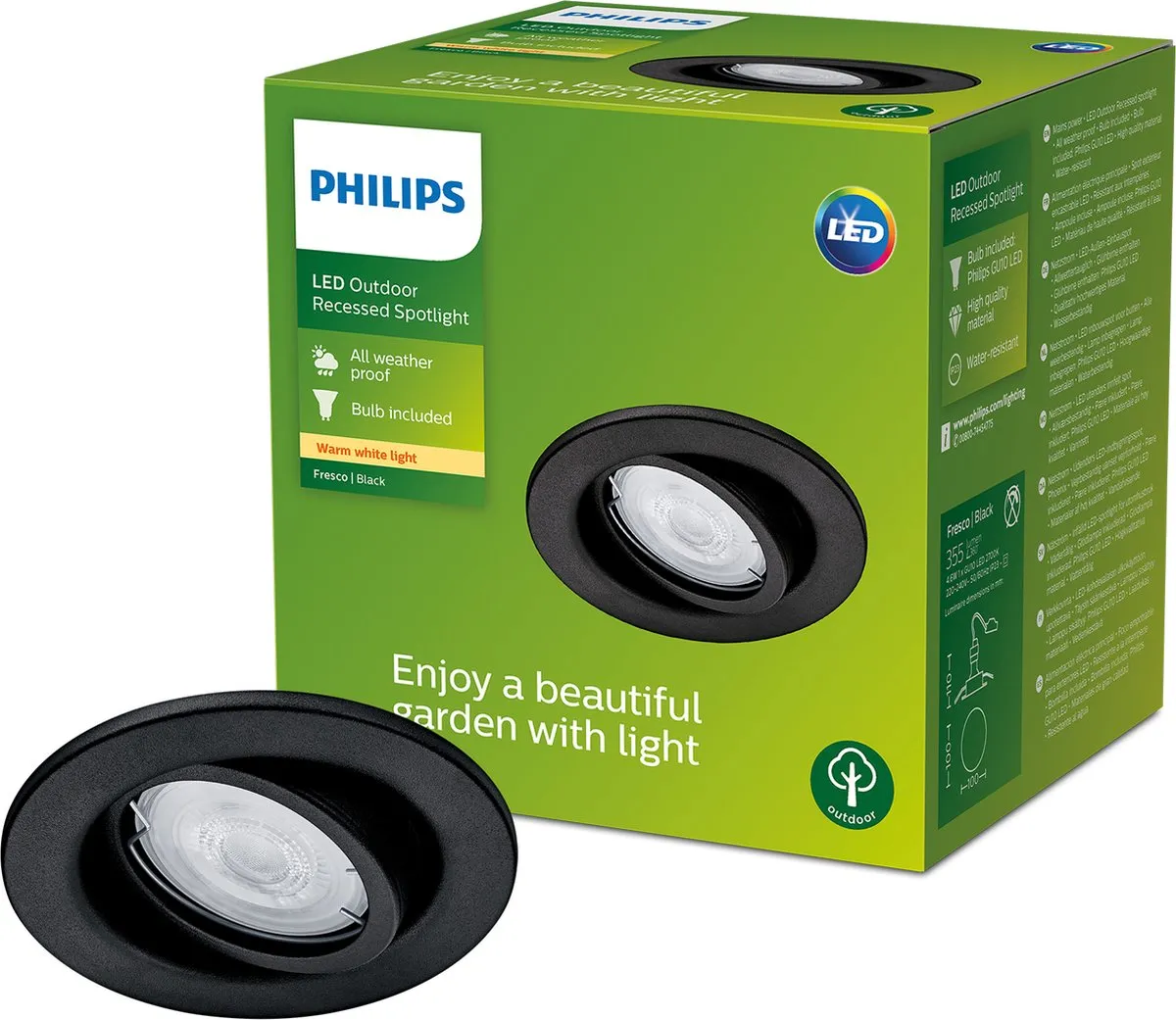 Philips Fresco Inbouwspot GU10 4,6W - Zwart