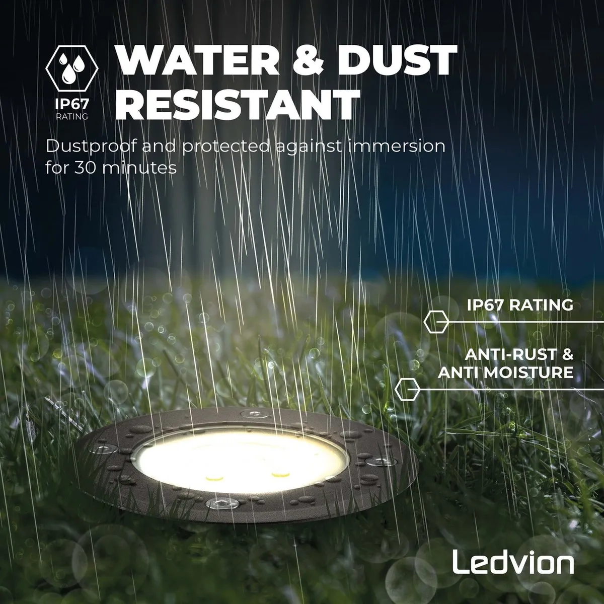 Ledvion LED Grondspot 9x - 5W 2700K GU10 IP67 - Zwart