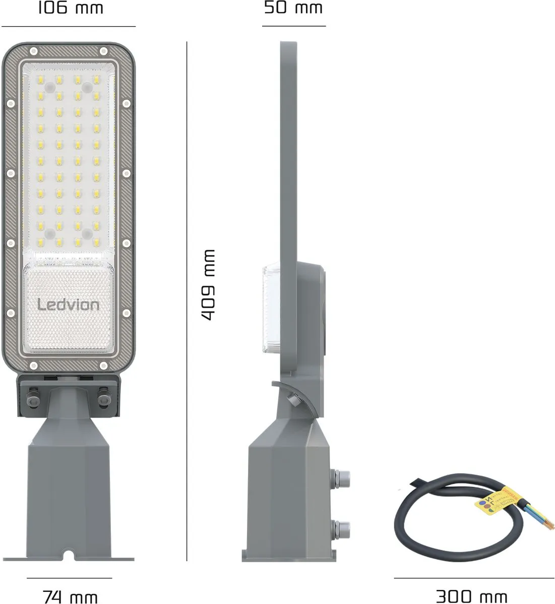 Ledvion LED Straatlamp 30W 4000K - IP65 - Osram Chips - afbeelding 6 van 6
