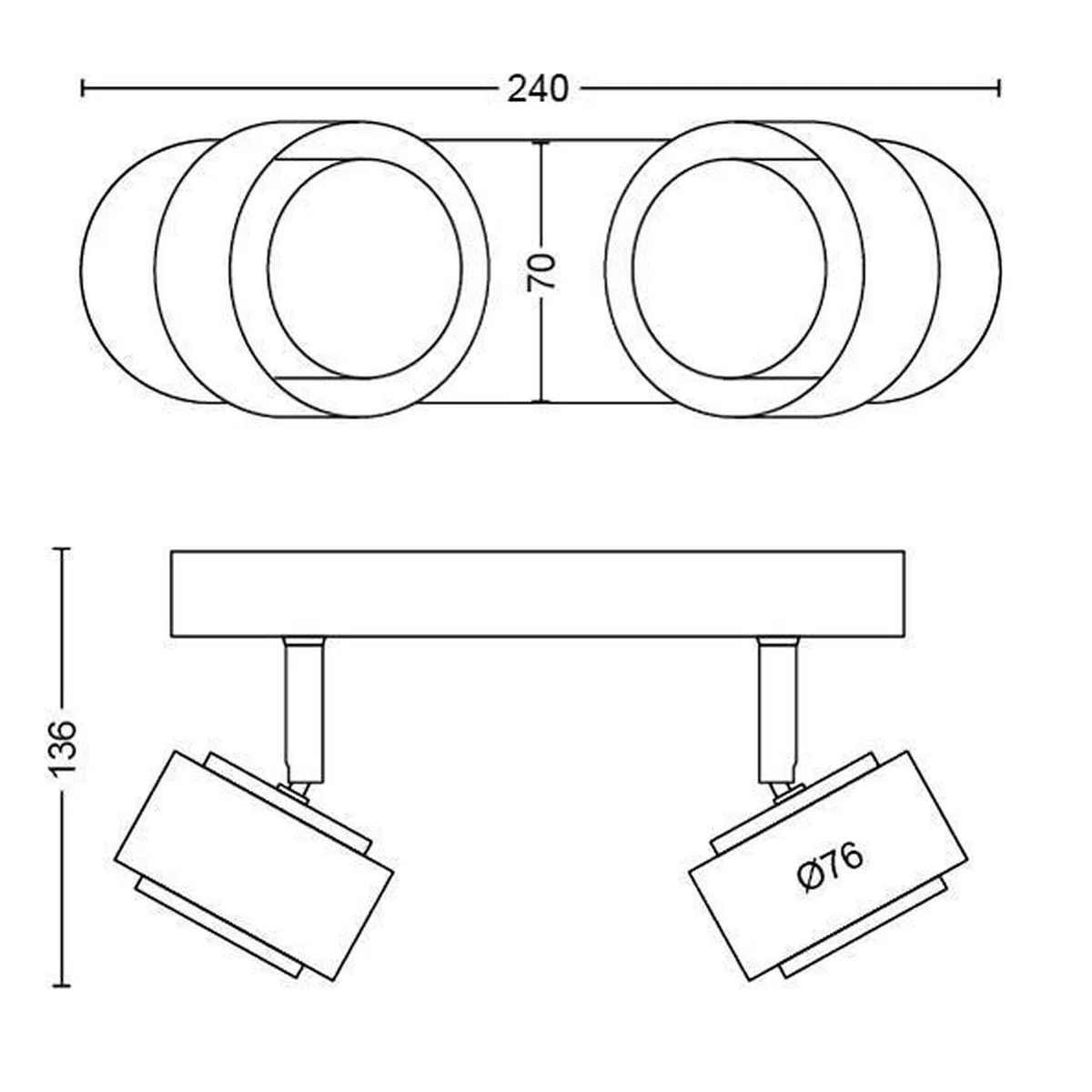 Philips FERANO LED Spot 2x4.3W 24V - Zwart