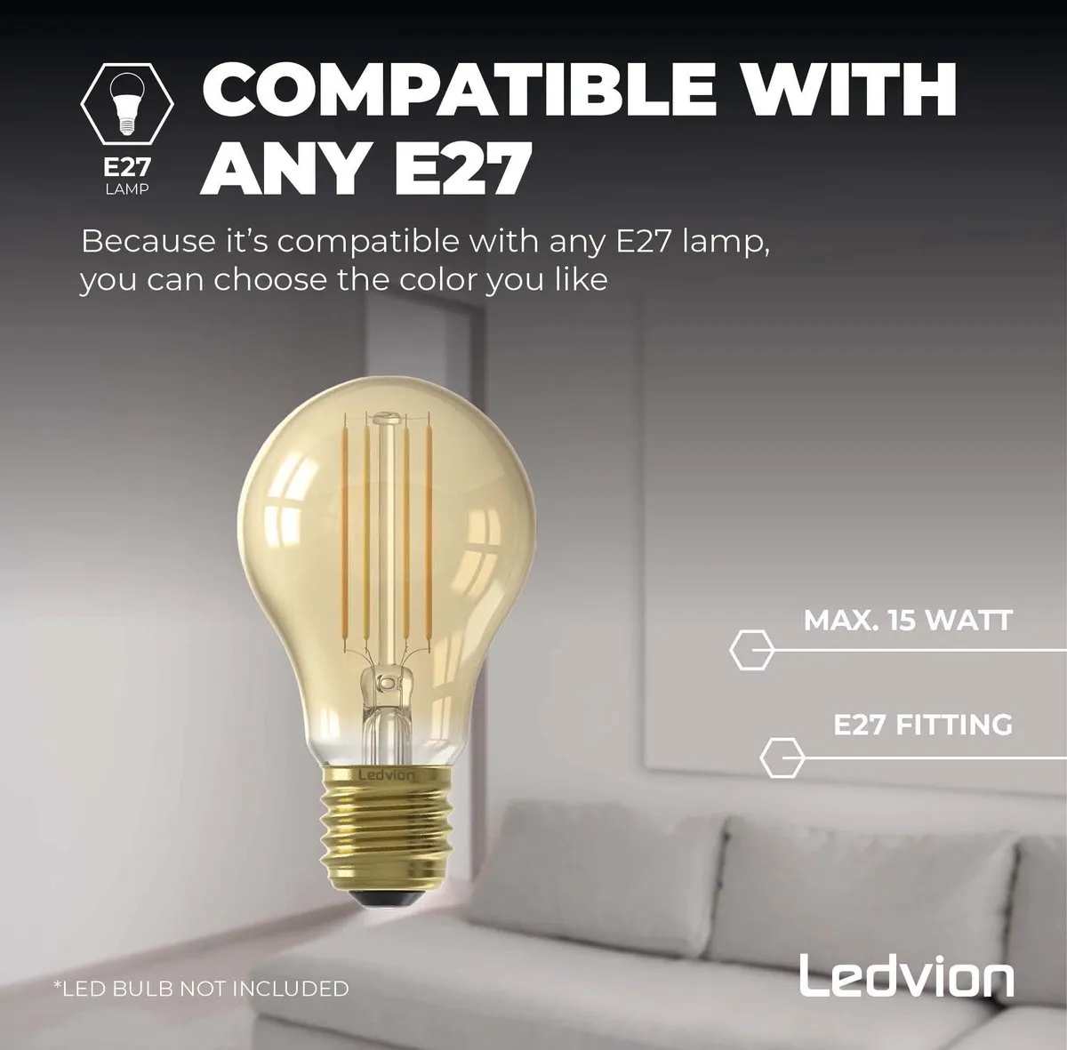 Ledvion LED Plafondlamp 15W - Zwart - IP44
