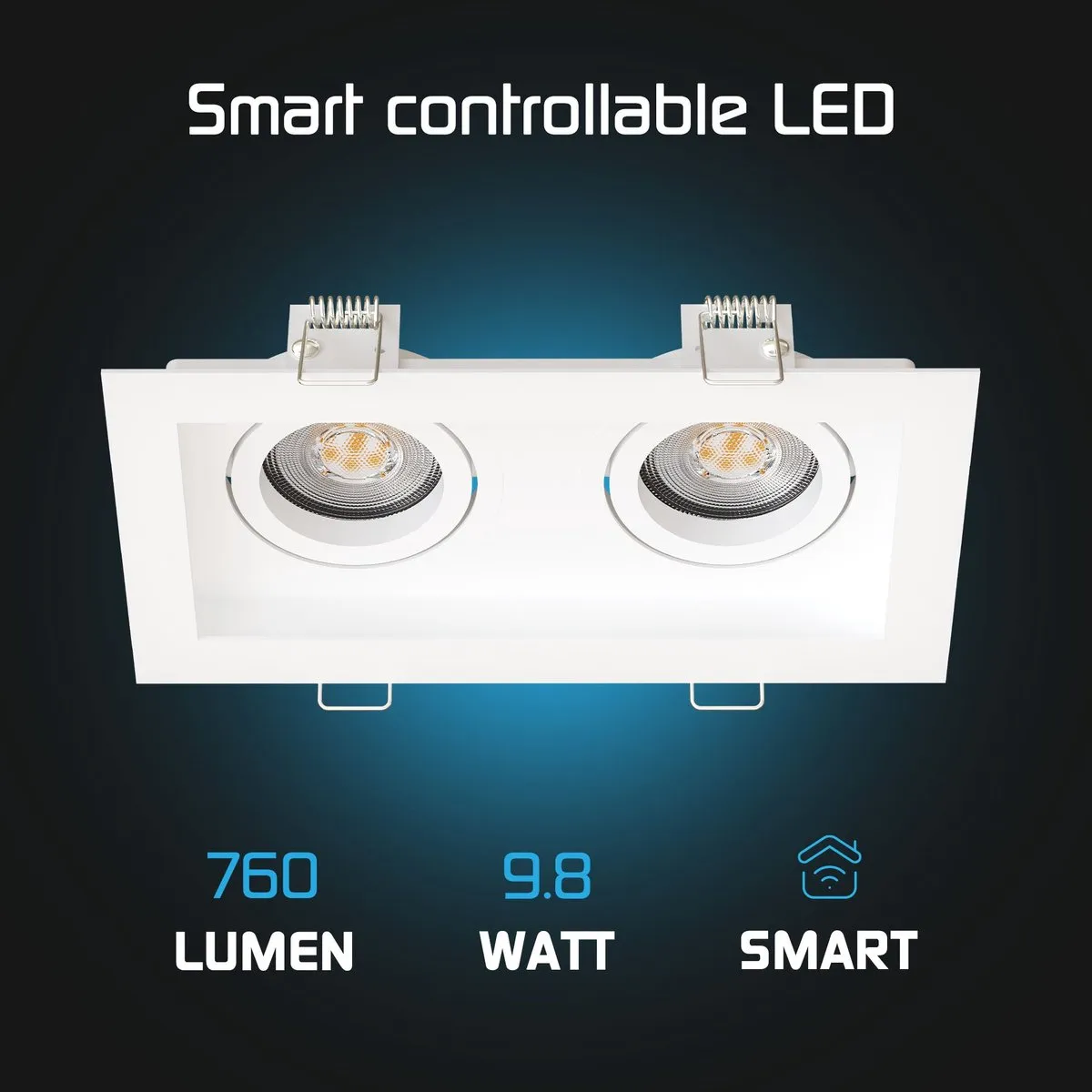LEDVION 6x Smart Inbouwspot Dubbel Rechthoek RGBW 4.9W - Wit