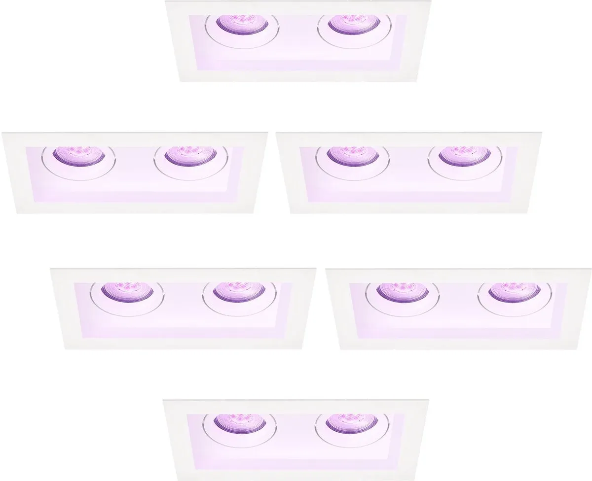 LEDVION 6x Smart Inbouwspot Dubbel Rechthoek RGBW 4.9W