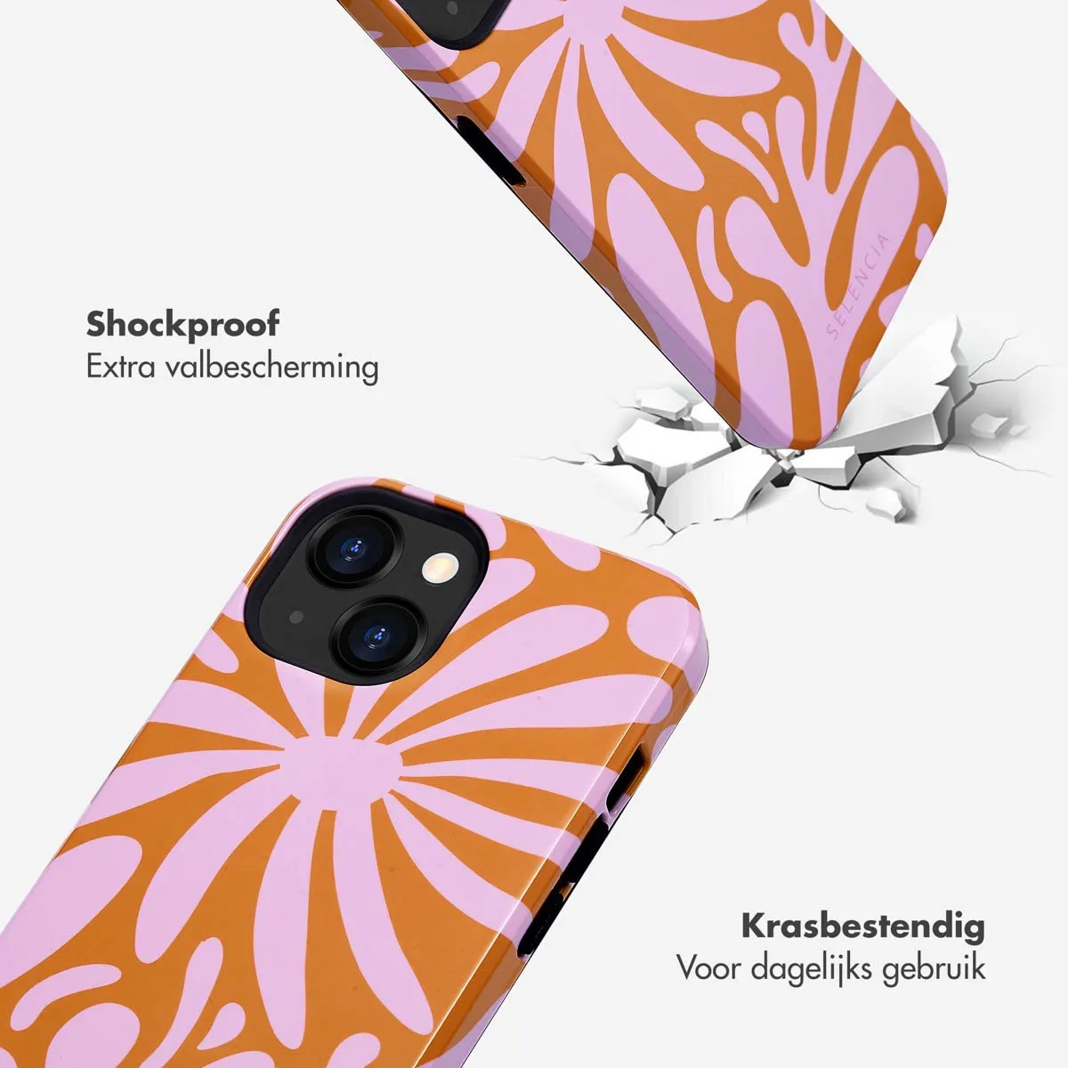 Selencia Hoesje iPhone 13 Modern Bloom Pink