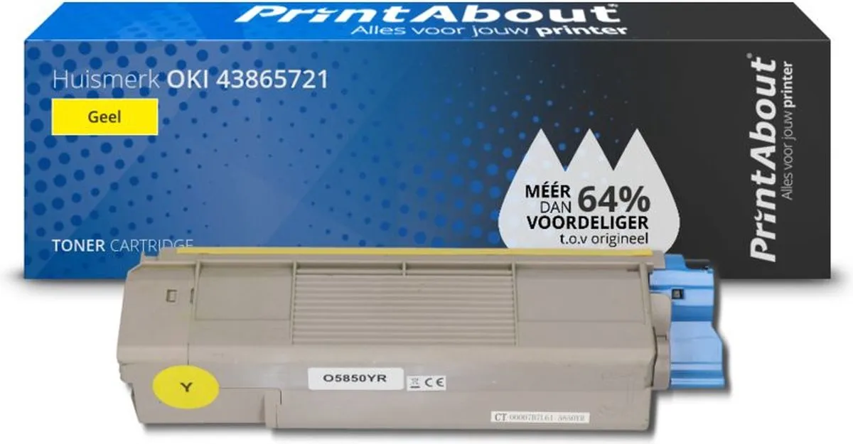 PrintAbout Huismerk OKI 43865721 Toner Geel - 7.000 pagina's