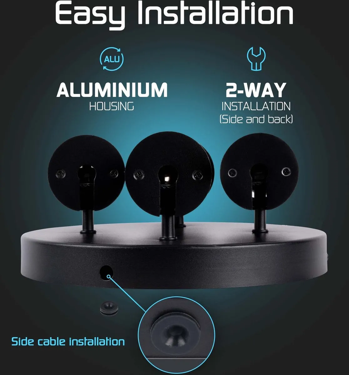 LEDVION LED Plafondspot 4x3W 2700K GU10 - Zwart