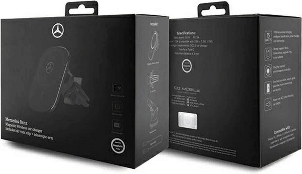 Mercedes-Benz Silver Stars MagSafe Autohouder - Zwart