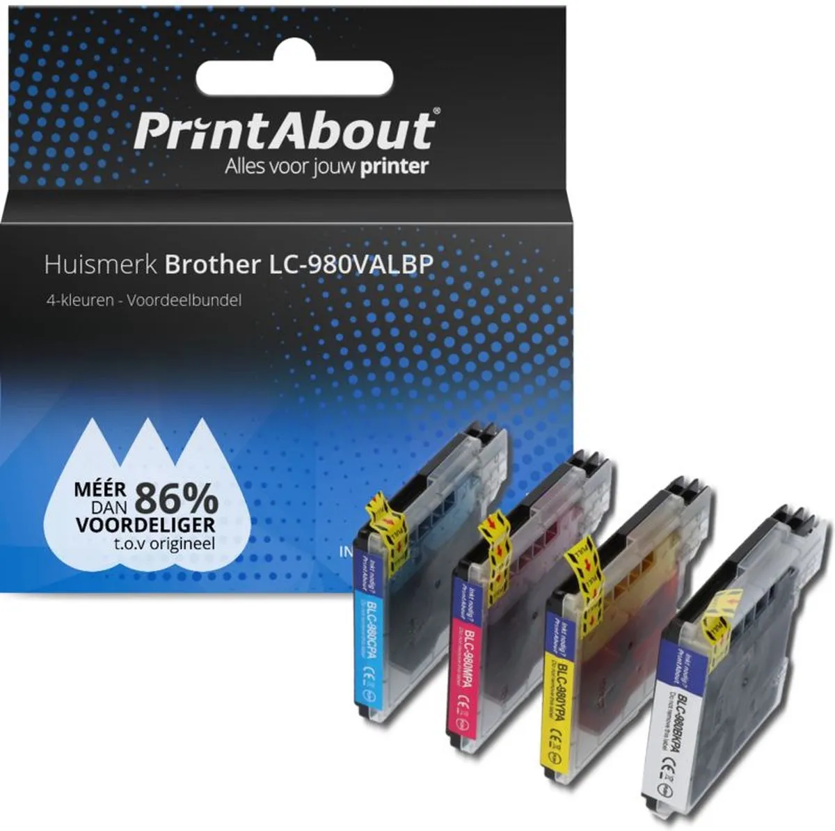 PrintAbout LC-980VALBP-PA2 Inktcartridge - 4 Kleuren - 50.5ml
