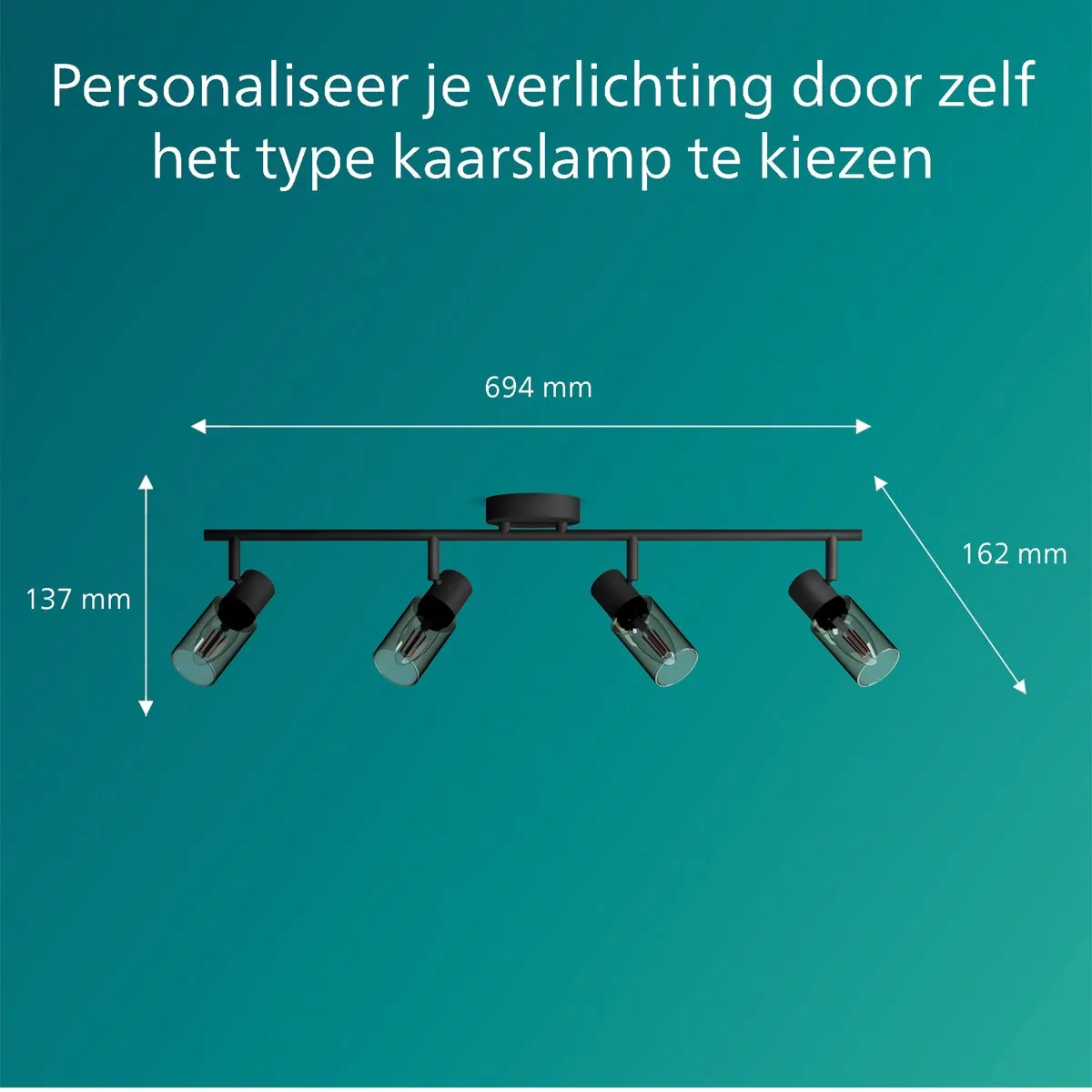 Philips Palms Spot Plafondspot 4x25W - Zwart