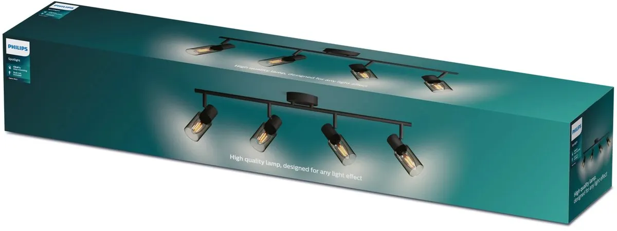 Philips Palms Spot Plafondspot 4x25W - Zwart