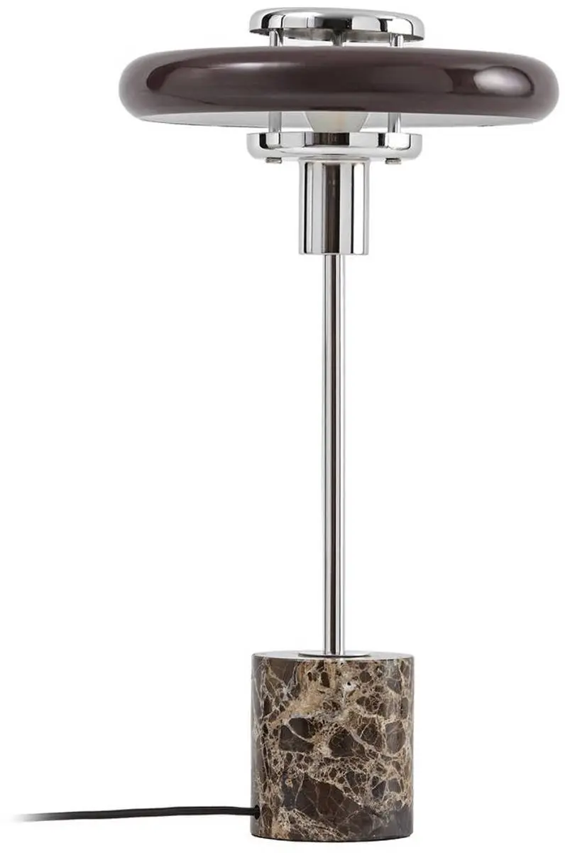 Lindby Tafellamp Glas Marmer 10W - 25cm - Bruin/Chroom