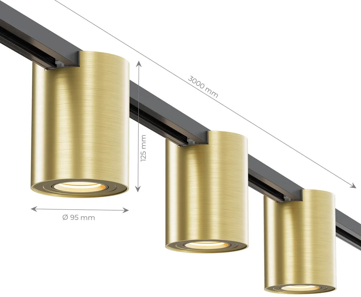 Ledvion 3m LED Railverlichting Set - 5 Spots - Zwart/Goud