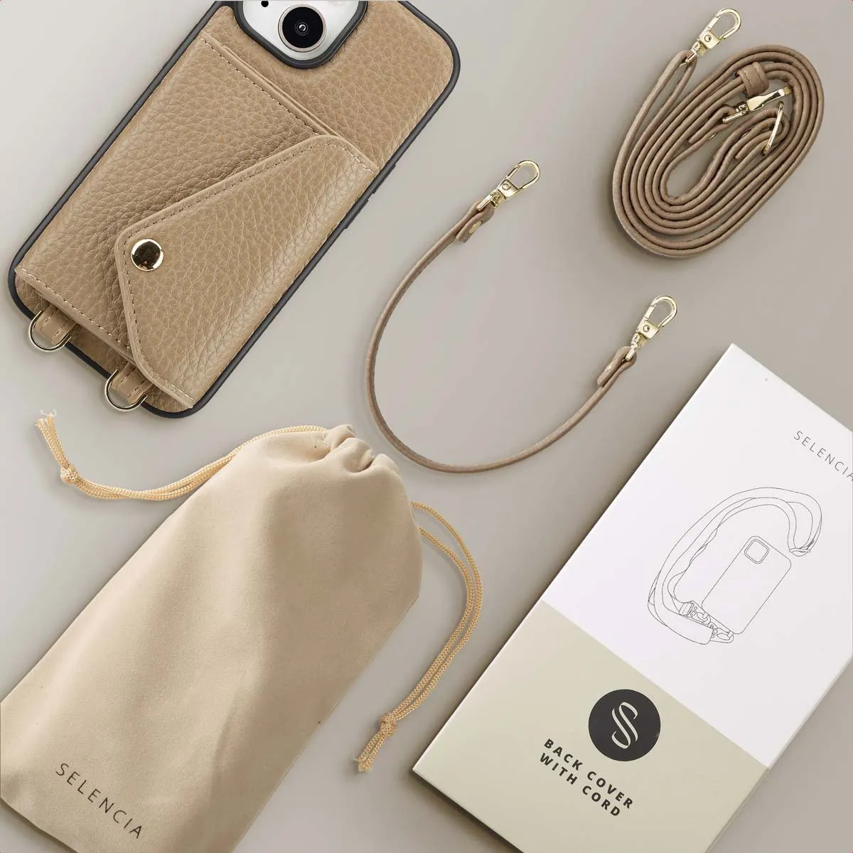 Selencia Koordhoes iPhone 15 - Taupe - afbeelding 6 van 6