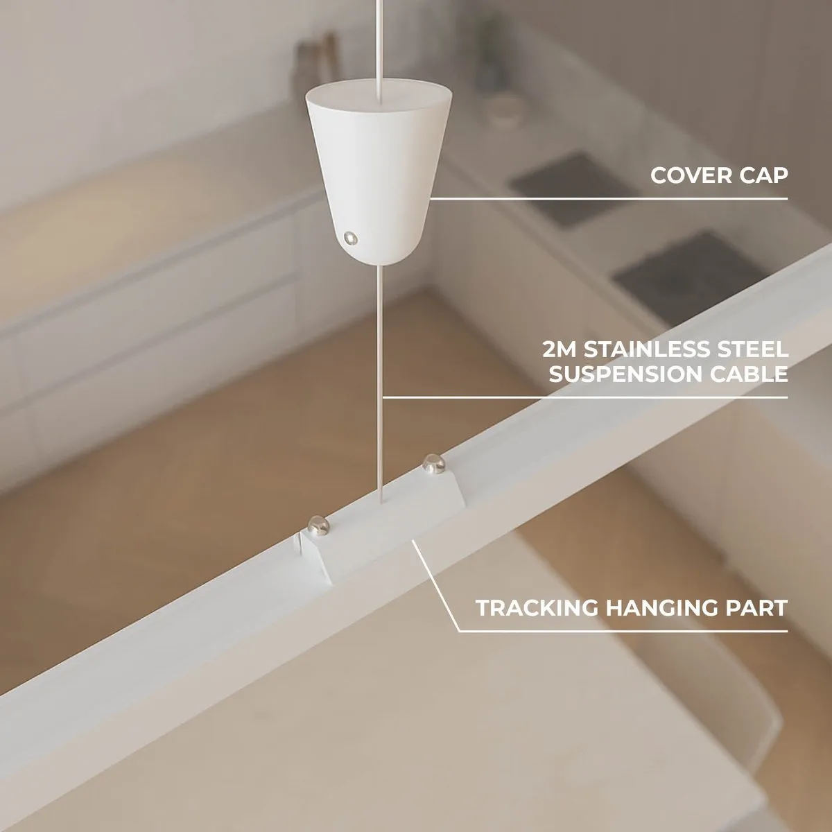 LEDVION Railsysteem Ophangset 2 Stuks - Wit - 2m Kabel