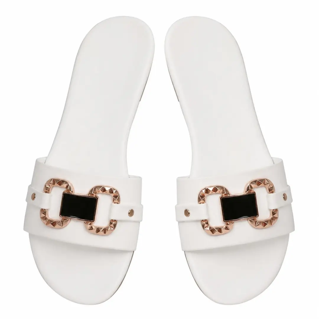 Witte dames slippers instap sandalen open teen lage hak casual zomer slippers de