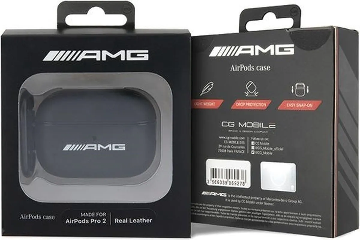 Mercedes AMG AirPods Pro 2 Cover - Zwart/Leer