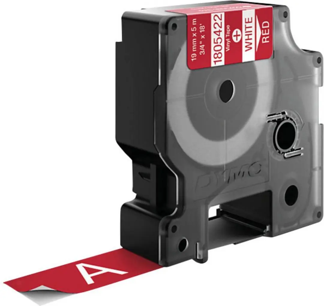 DYMO Rhino 1805422 Zelfklevende Labels 19mm x 5,5m - Wit op Rood