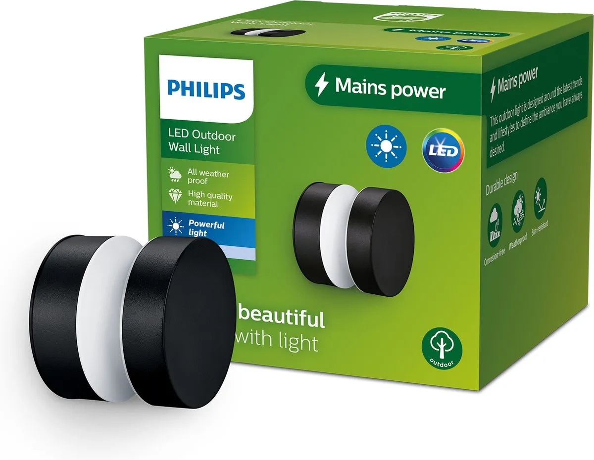 Philips LED Laven Wandlamp 10cm - Zwart