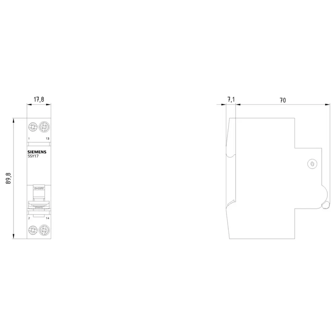 Siemens 5SY17022 Beveiligingsschakelaar Afsluitbaar 72V/DC 2A - afbeelding 2 van 6