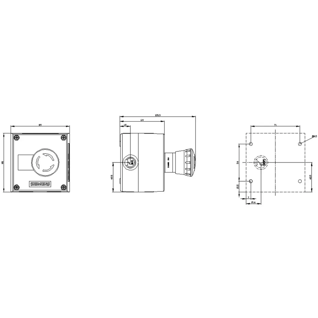 Siemens 3SU18010NE004AB2 Behuizing bodembevestiging - 1 Knop - Rood/Zwart - afbeelding 4 van 6